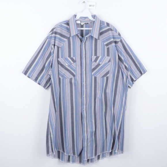 80s Mens XL Double Pocket Pearl Snap Western Shirt - Picture 8 of 14